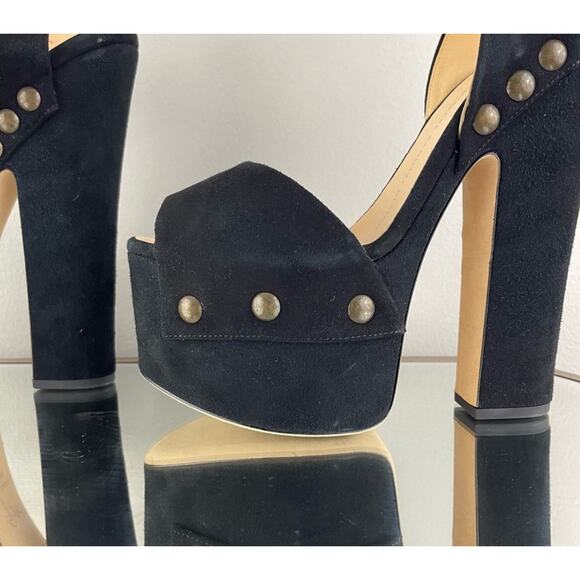 Giuseppe Zanotti Black Suede Studded Platform Sandals - Picture 3 of 11